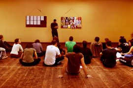 I protagonisti del laboratorio|Una delle lezione del laboratorio con Angelo Campolo