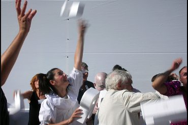 Franco Quadri durante ?hamlice' a Volterra 2010|Franco Quadri insieme a Pina Bausch (photo: Il Patalogo)