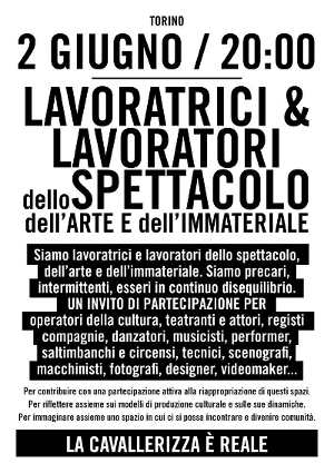 Il volantino dell'incontro pubblico di stasera|L'ingresso della Cavallerizza lato via Verdi
